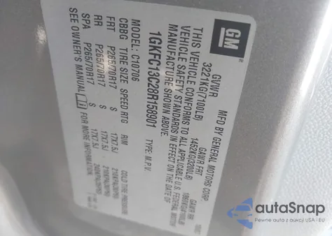 2008 GMC Yukon Sle from USA, damaged, VIN 1GKFC13C28R158901